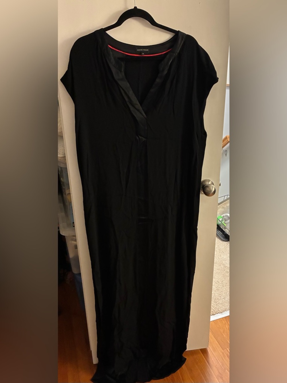 Universal Standard Black V-Neck Dress with satin detailing